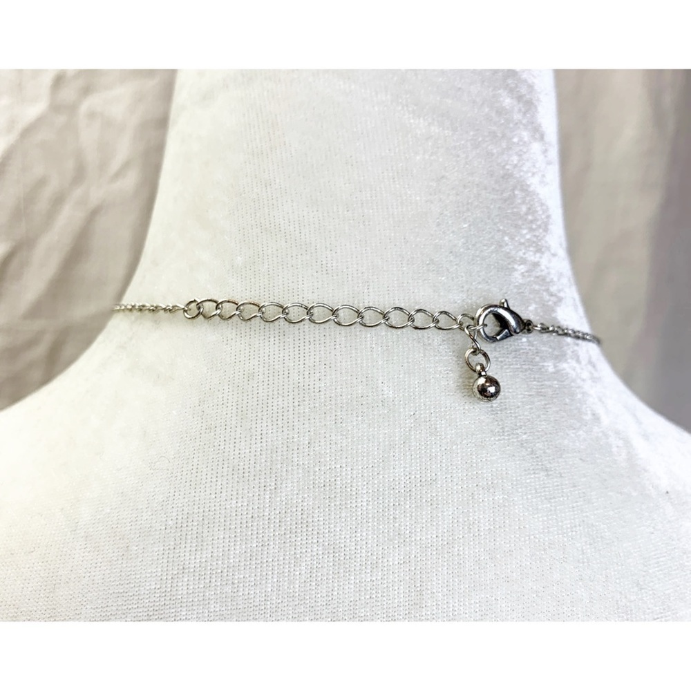 Silver Rhinestone Ladder Style Necklace - Picture 3 of 7